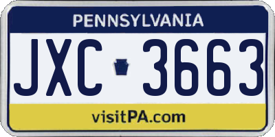 PA license plate JXC3663