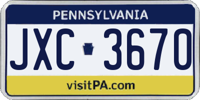 PA license plate JXC3670