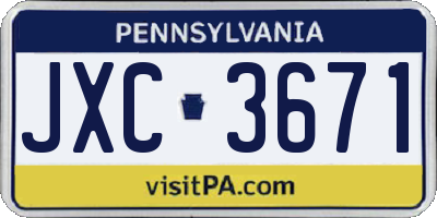 PA license plate JXC3671