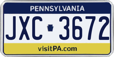 PA license plate JXC3672