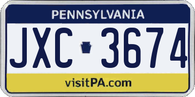 PA license plate JXC3674