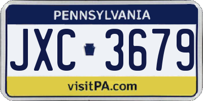 PA license plate JXC3679