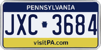 PA license plate JXC3684
