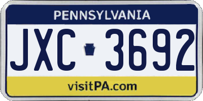 PA license plate JXC3692