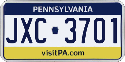 PA license plate JXC3701
