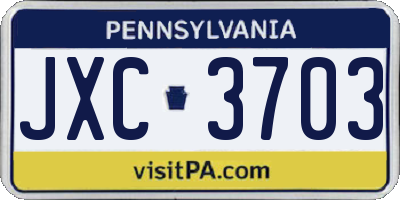 PA license plate JXC3703