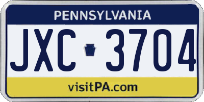 PA license plate JXC3704