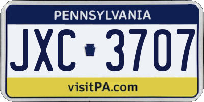 PA license plate JXC3707