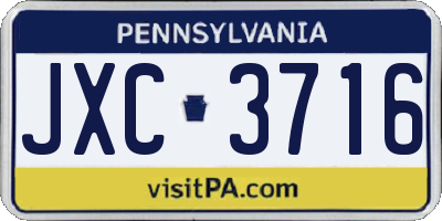 PA license plate JXC3716