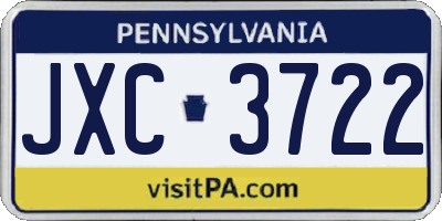 PA license plate JXC3722