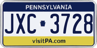 PA license plate JXC3728