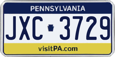 PA license plate JXC3729