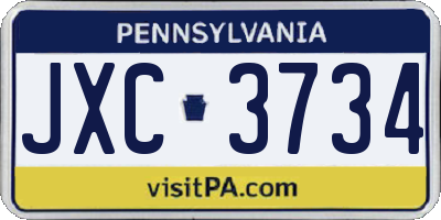 PA license plate JXC3734