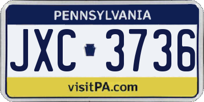 PA license plate JXC3736