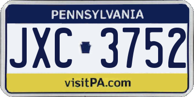 PA license plate JXC3752