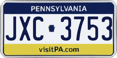 PA license plate JXC3753