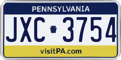 PA license plate JXC3754