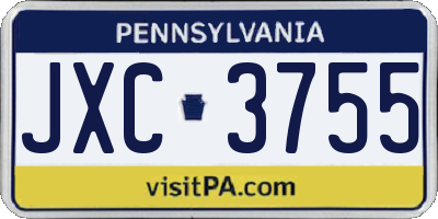 PA license plate JXC3755