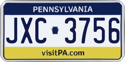 PA license plate JXC3756