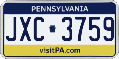 PA license plate JXC3759