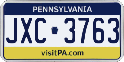 PA license plate JXC3763