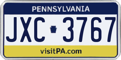 PA license plate JXC3767