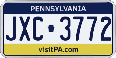 PA license plate JXC3772