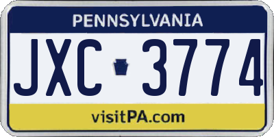 PA license plate JXC3774