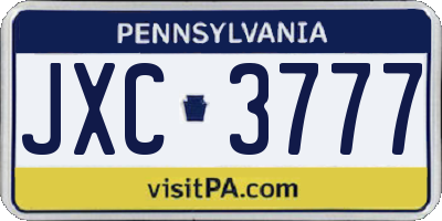 PA license plate JXC3777