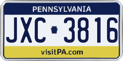 PA license plate JXC3816