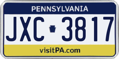 PA license plate JXC3817