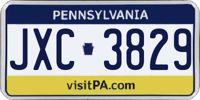 PA license plate JXC3829