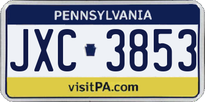 PA license plate JXC3853