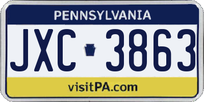 PA license plate JXC3863