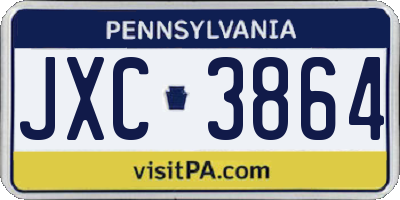 PA license plate JXC3864
