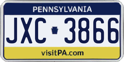 PA license plate JXC3866