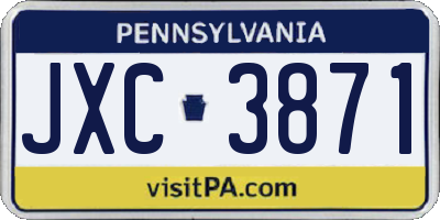 PA license plate JXC3871
