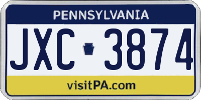PA license plate JXC3874