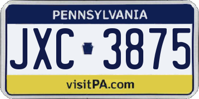 PA license plate JXC3875