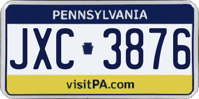 PA license plate JXC3876
