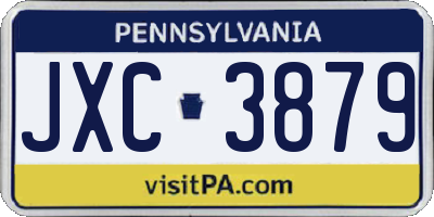 PA license plate JXC3879