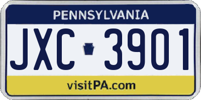 PA license plate JXC3901