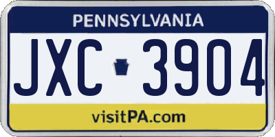 PA license plate JXC3904