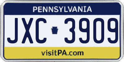 PA license plate JXC3909