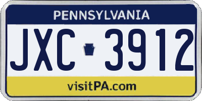 PA license plate JXC3912