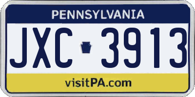 PA license plate JXC3913