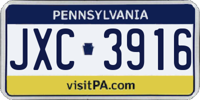 PA license plate JXC3916