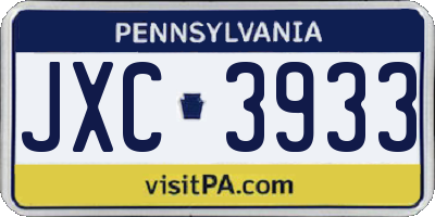 PA license plate JXC3933