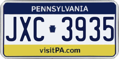 PA license plate JXC3935