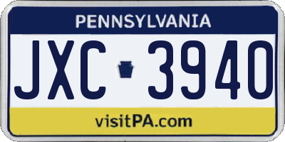 PA license plate JXC3940